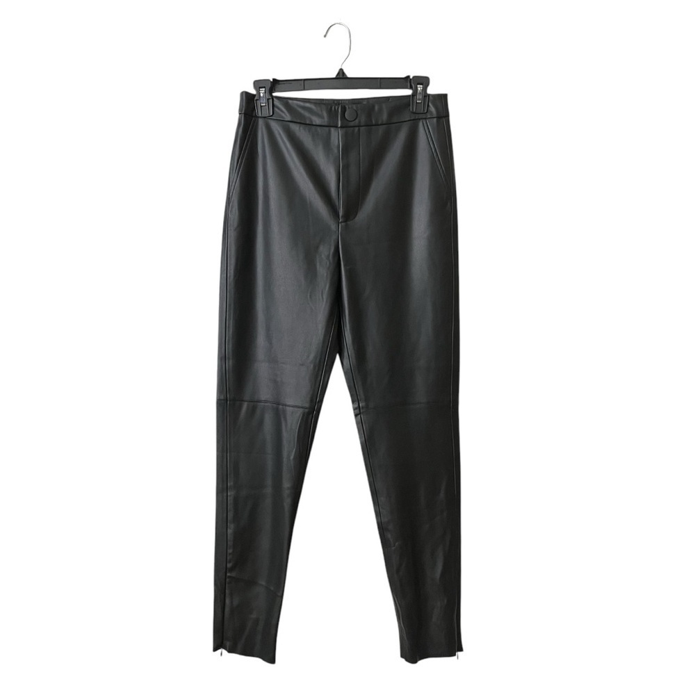 Zara Faux Leather Skinny Pants Women's Size M Black Ankle Zip Leggings High Rise